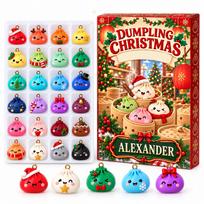 2D Flat Piece Christmas Bun Advent Calendar Countdown Hanging Ornament Set One Size raudona