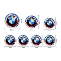 Front Hood Emblem For BMW 50th Anniversary Logo 81mm+Rear Badge 74mm+Wheel Hub Cap 68mm+56mm Steering Wheel f7  Sticker 46mm white