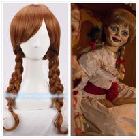 Išskirtinis Annabelle Cosplay kostiumas Baltas suknelė Puikiai tinka Helovino šventėms Adult-Wig  Only black