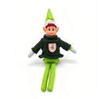 Elfas Ant Lentynos Kalėdų Elfo Lėlė Dekoras Veltinio Figūrėlė Šventiniam Eksponavimui Green Sweater
