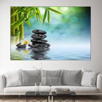 Žalias bambukas ir žvakė Zen Buddha Spa Akmens drobė Tapyba Natiurmortas Plakatai ir spaudiniai Sienos Menas Nuotraukos Namų dekoras Be rėmelio 40*50cm blue