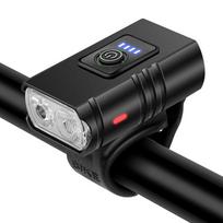 New 1x USB Rechargeable Flood LED Bicycle Headlight Bike Front Light Cycling Lamp gray