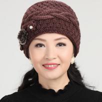 Autumn and Winter Elderly Hats Winter Middle Aged and Elderly People's Velvet Warm Woolen Hats Thickened Knitted Hats  Mother's Hats One size black