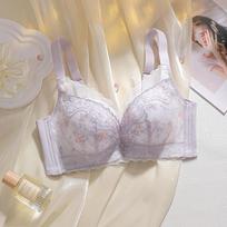 Popular Women's Wire-Free Sexy Embroidered Push-Up Lingerie Set with Adjustable Thick Bra 38/85AB šviesiai violetinė spalva