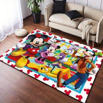 1 vnt. Mikio ir Mini pelės kilimas, neslystantis grindų kilimėlis, animacinių personažų dizainas, minkštas veliūras, kambario dekoras, skalbiamas 80cm by 120cm