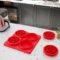 Silicone Burger Press With Fridge Storage Container For Quarter-Pound Patties, 35 Cm, Non-Stick, Stackable, Red 1pcs red