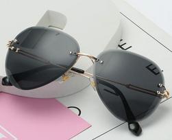 New Fashion  Design Vintage Rimless Pilot Sunglasses Ladies Men Retro Clear Lens Gradient Sun Glasses For Female Uv400 gray
