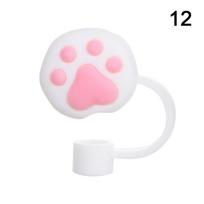 Airtight Splash Proof Silicone Straw Plug Cup Accessories Cartoon Plugs Cover Drinking Dust Cap 12 white