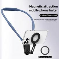 NEW Silicone Magnetic Neck Mount Quick Release Metal Hold For For Iphone 15 14 13 12 11 For Samsung Huawei Xiaomi Phone Accessories white