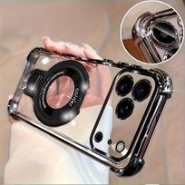 Luxury Plating Phone Case for iPhone 17 Pro Max 16 Plus 15 14 13 12 11 17 Air With Magnetic Ring Holder Stand Bracket Rack Cover iPhone 13 Pro Max gray
