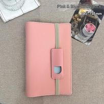 Custom A6 Leather Binder Notebook Waterproof Pocket Pen Holder 6 Ring Refillable Journal Planner For Workspace School Personal Use gray