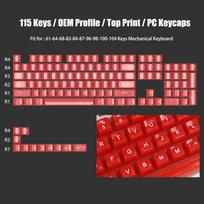 Foggy Transparent Crystal PC Keycaps OEM Profile Creamy White Side Print RGB Backlit Keycaps 115 Keys for MX Switches Keyboard red