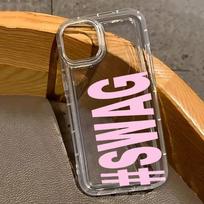 The Letters SWAG Pink Pattern Phone Case For iPhone 17 16 Pro 15 14 13 12 11 X XR XS Max Plus Air Simple Shockproof Clear Cover iPhone17