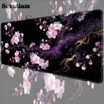 Sakura Flowers Extended Gaming Mouse Pad Large Desk Mat NonSlip Rubber Base Stitched Edge For Gamer PC Laptop Keyboard Desk 300x800x2mm blue