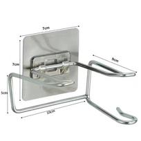 Stainless Steel Hair Dryer Holder Wall Mounted No Drill Bathroom Blower Storage Rack 1pc gray