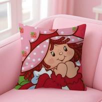 Cute Role Strawberry Shortcake-Cartoon Cushion Cover Pillow Cover Decor Pillowcase Printed Cushion Case For Couch Peach skin 18*18(CM)-1Pcs brown