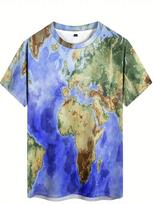 3D Printed World Map T Shirt For Men Women New Harajuku Tees Summer Street Loose T-Shirts Short Sleeves Round Neck Kids Tops S gray