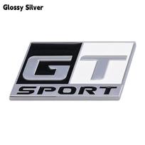 3D Metal GT SPORT Car Trunk Front Grille Badge Side Emblem Sticker Sticker-1 gray