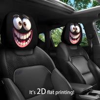 Two-piece set of cute and funny smile-themed General Motors headrest covers, durable and fashionable car decoration. 1pc black
