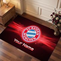 Bayern Munich Custom Crystal Velvet Rug, Personalized Name Text Print, Football Logo Soft Non‑Slip Floor Mat Home Decor Gift 50cmx80cm