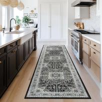 Bohemian Distressed Medallion Runner Rug Non-Slip Stain Resistant Floor Mat for Farmhouse Hallway Decor 50x160cm 20x63inch