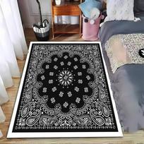 Paisley Bandana Black and White carpet Non-slip rug suitable for living room and bedroom sofas 230x160cm( 90x62in )
