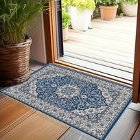 Vintage Persian Area Rug Blue Mandala Print Carpet Non-slip Floor Mat for Entrance Living Room Bedroom Home Decor 60x90cm24x35in