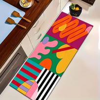Modern Geometric Runner Rug Black White Striped Pattern Non Slip Floor Mat Minimalist Laundry Kitchen Indoor Decor 40x60cm Felt