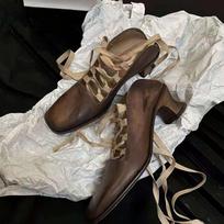 Vintage Women Mary Jane Shoes Lace Up Ballet Flats Chunky Heel Retro Round Toe Pumps Fashion 40 brown