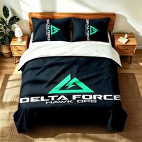Delta Force (1) 3pc set suitable for master bedrooms soft and comfortable an ideal gift for family and friends Includes one duvet cover and two pillow 135cmx200cm black