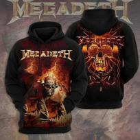 New Rock Hoodie Sweatshirt Megadeth Band Tour 3d Print Hoodie Men Women Fashion Oversized Tracksuit Men Clothing Music Coat Teen M brown