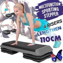 Non-slip Yoga Pedal Stepper Gym Workout Exercise Fitness Aerobic Step Equipment Load 110cm 4 Risers Fitness Aerobic Step New gray