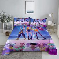 ZOEY RUMI ZIRA D-Demon Hunters K-pop Bed Sheet Set 3D Printed Bed Flat Sheet With Pillowcase Bed Linen King Queen Size 160X230cm(2Pcs)