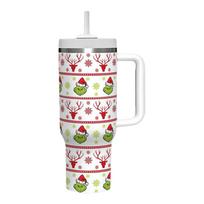New Stainless Steel Car Cup Ice Bar Christmas 40oz Coffee Travel Cooler Handle Insulated Cup. One Size white
