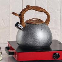 Whistling Kettle Teapot for Stovetop, Fast Boiling Ergonomic Water with Handle Home, brown