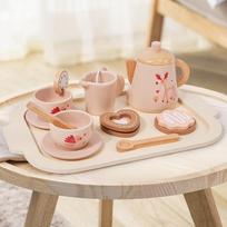 Simulation play house afternoon tea dessert cake bubble teapot cup tea set wooden toys children's breakfast toys beige