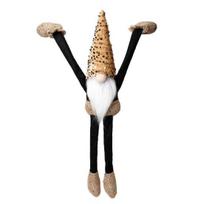 Kalėdų nykštuko lėlės dekoracija Blizgantis kepuraitė Nykštukas elfas su ilgomis rankomis ir kojomis Pliušinė be veido lėlė Lentynos kabantis ornamentas židiniu, lentynos dekoravimui black
