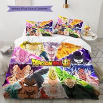 Son Goku Pattern Bedding,Quilt Set Quilt Cover Pillowcase Home Birthday Gift (1 * duvet cover + 2 * pillowcase, without core) 155x200cm yellow
