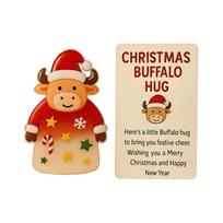 2D Acrylic Christmas Cow Pocket Hug With Holiday Greeting Card, Holiday Friendship Decoration Keepsake For Family Friends Teachers One Size beige