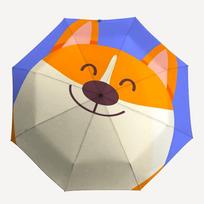 1PC Corgi, Smiley Automatic Windproof Umbrella 8 Rib Portable Folding Black Iron Frame for Outdoor, Beach, Travel, Beach Umbrella,S41