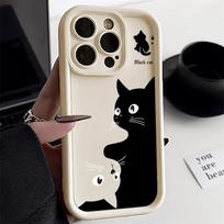 Animacinis katės minkštas telefono dėklas, skirtas iPhone 15 16 Pro Max dėklams iPhone 14 13 12 11 Pro Max XS Max XR X 7 8 Plus 16e Smūgiams atsparus dangtelis For iPhone 13 Pro gray