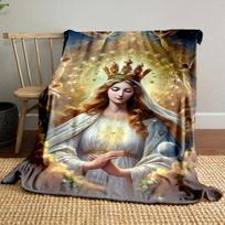 Mergelės Marijos Angelų aureolės pledas Spausdintas pledas svetainei lovai sofai pietų pertraukai Minkštas jaukus pledas draugo festivalio dovanai 80cm x 120cm gray