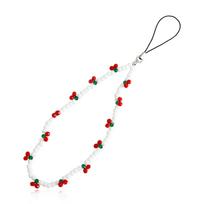 2026 Trendy Mobile Strap Phone Charm Cherry Beaded Phone Chain Jewelry For Women Anti-Lost Lanyard Gift Keychain Wholesales white