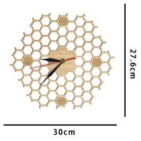 Honeycomb Inspired Wooden Wall Clock With Non Ticking Silent Sweep Minimalist Clock Hexagonal Kitchen Wall Decor Bee Lovers Gift beige
