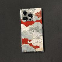 Beautiful Red Auspicious Clouds Phone Case For iPhone 17 16 15 14 13 12 11 Pro Max PLUS Air INS Transparent Rectangle Soft Cover iPhone 13 gray