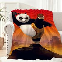 Kung Fu Panda Throw Lightweight 240g Flannel Blanket Soft Skin-friendly for Summer Cooling 75cmx90cm black