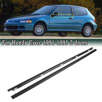 2Pcs Window Weatherstrip Sealing Belt For HONDA Civic 1991-1995 72410‑SR3‑003 Waterproof Door Windows Glass Sealing Trim Strips gray