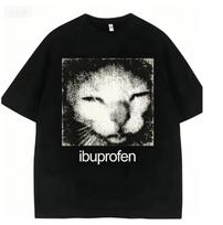 2026 m. Vintažiniai Juokingi Ibuprofeno Katės Memos Grafiniai Marškinėliai Unisex WoUnisex Humoro Mados Marškinėliai Per dideli Laisvalaikio Streetwear Marškinėliai 4XL gray