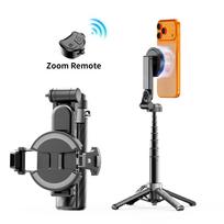 Mini Magnetic Selfie Stick Extendable Tripod Portable Clamp Phone Holder 360° Rotation Bluetooth Control For Vlog Live Streaming