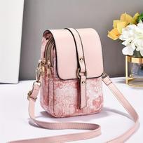 Casual Floral Leather Phone Bag Mini Crossbody Purse with Faux Leather Accents Practical Versatile Women Shoulder Bag